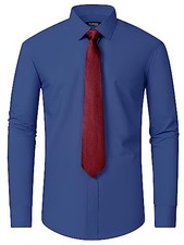 Men's White Tuxedo Shirt with Wing Collar, French Small Necktie/Royal Blue