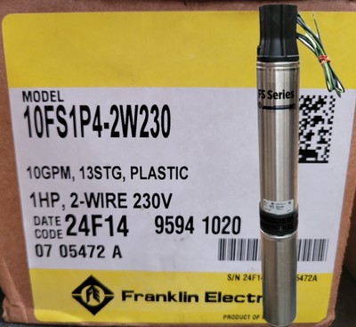 Franklin Electric FS Series 4'' 1 HP 10 GPM 2-Wire 230V Submersible Well Pump