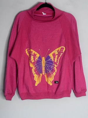 Roly Sportclub Sweatshirt Schmetterling bestickt rosa Größe M Y2K Style