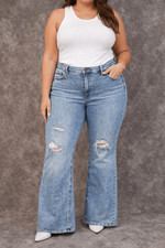 Gap 90 s Loose Flare Midrise Light Wash Distressed Jeans 16/33R 770
