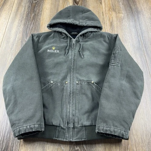 Vintage Rolex Jacket Mens L Forest Green Canvas Workwear Coat Watch Old Money - product listing photo