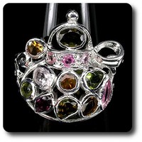 Mineralien Und Edelsteine. Ring Turmalin Silber 925