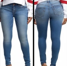 True Religion Women's Jennie Curvy Mid Rice Skinny Jeans Blue Size W34 10033