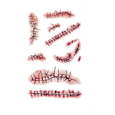20 Sheets Halloween Zombie Temporary Tattoos - NEDEQI Chucky Scar Fake Blood Tat