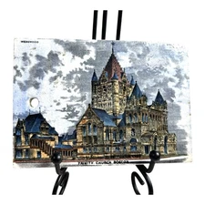 Antique Wedgwood 1896 Calendar Advertising Tile Trinity Church Boston