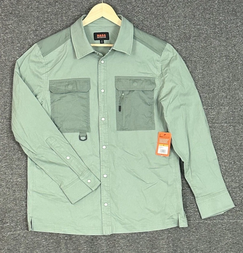 Bass Outdoor Worker Shacket Shirt Men’s Size S Lily Pad Green Utility Pockets