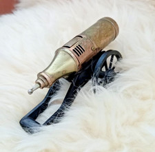 Vintage funktionierendes goldfarbenes Metall Messing Kanone Gewehr Tischfeuerzeug Japan braucht neues Öl