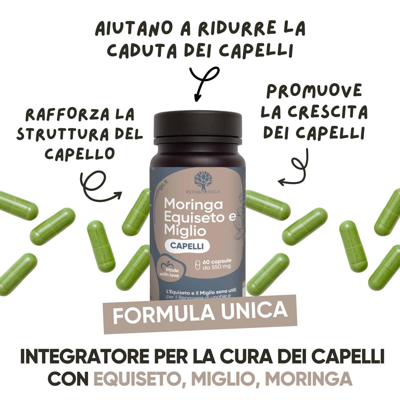 Integratore Capelli Biotina e Moringa: Formula Professionale Anticaduta - 3