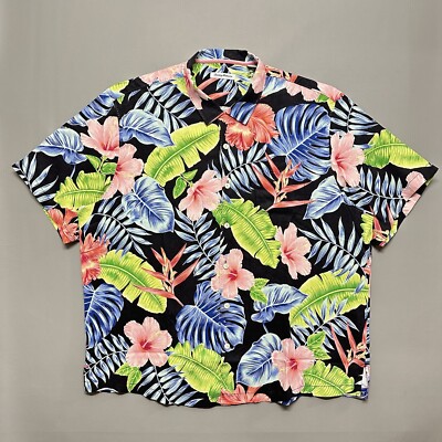 Tommy Bahama Silk Hibiscus Grove SS Camp Hawaiian Aloha Shirt Men