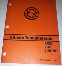 Allison Transmission Parts Price Schedule Manual September 1, 1983