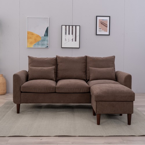 Modern L-Shaped Corner Sofa 2 3 Seater Armchair Couch With Footstool - Picture 267 of 411