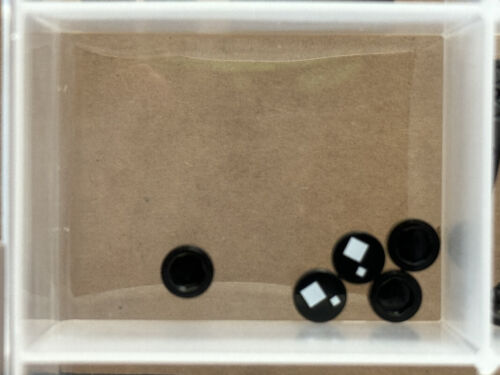 LEGO Teile - schwarze Fliese, rund 1 x 1 mit 2 weißen Quadraten - Nr. 98138 - MENGE 5 - Bild 1 von 1