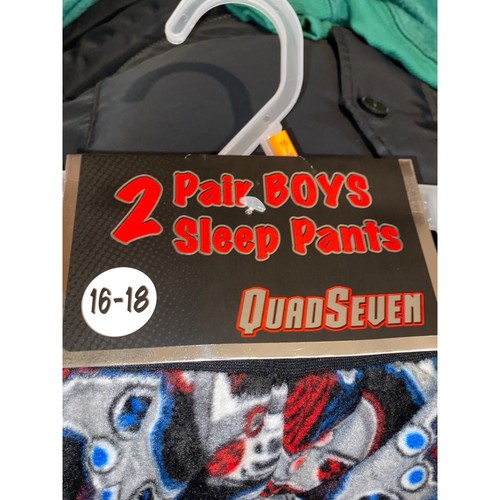 QuadSeven 2 Pair Boys Sleep Lounge Fleece Pants Size 16/18 Flame Resistant