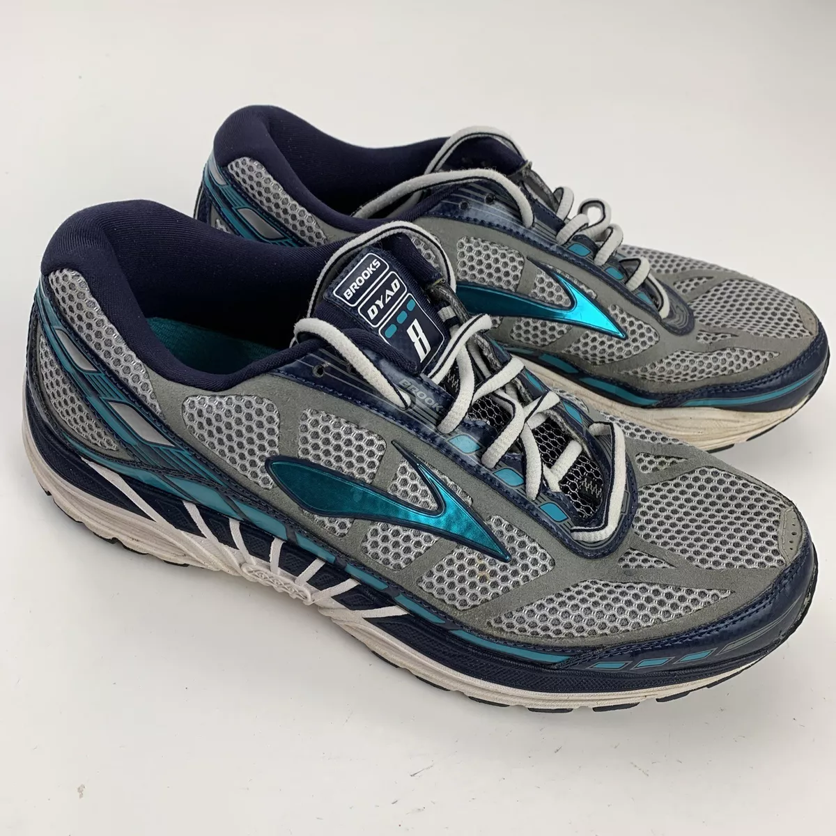 Brooks Dyad 8 Running Shoes Womens Size 10 Wide Silver Blue 1201631D051