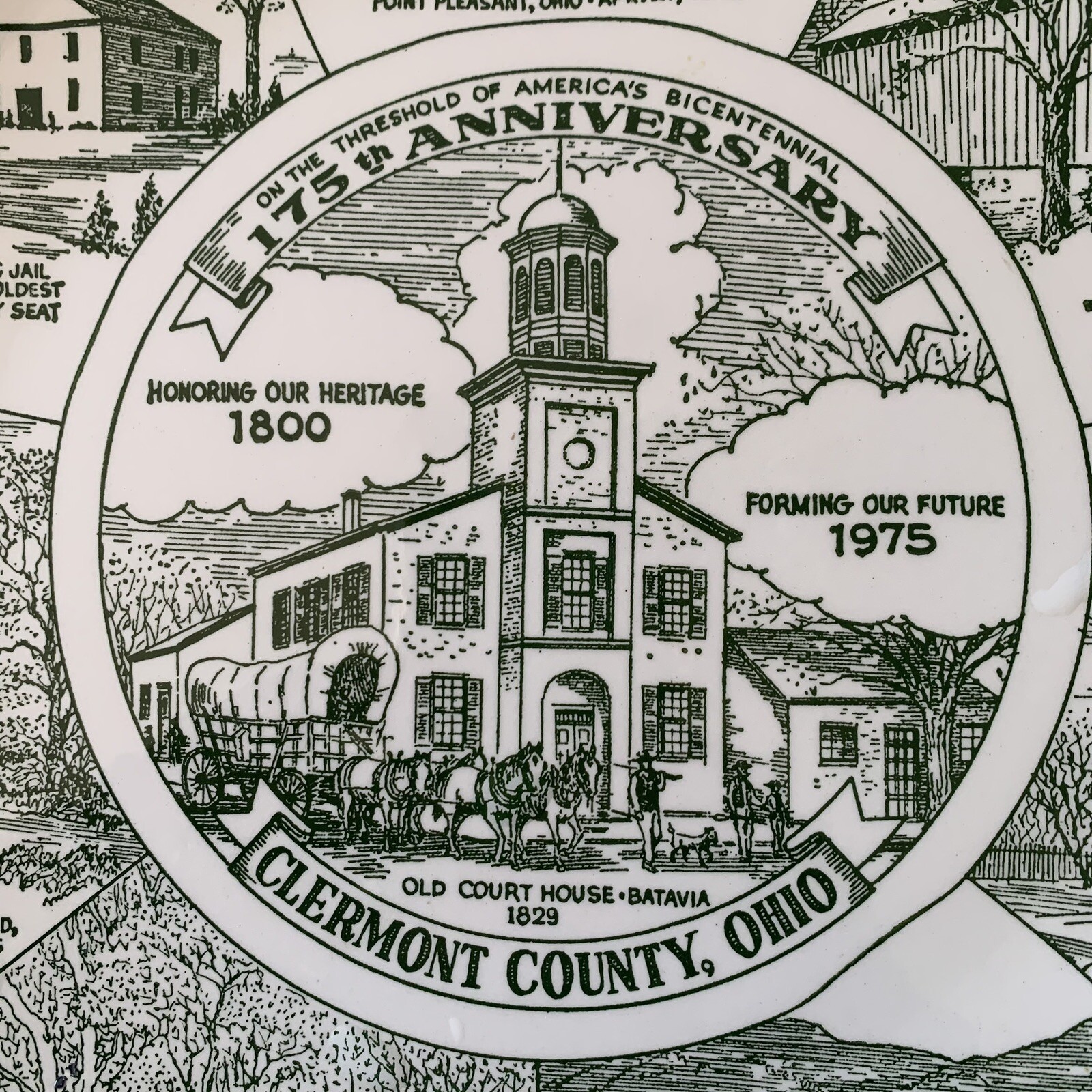 RARE VINTAGE HTF 175th ANNIVERSARY CLERMONT COUNTY, OHIO DECOR PLATE