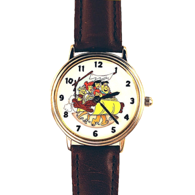 Warner Bros. The Flintstones Leather Strap Watch - Brown, Silver, Yellow Vintage Warner Bros Looney Tunes Watch Collectible Wile E  main image 4