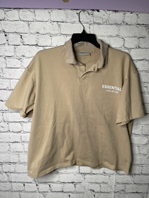 Fear of God Essentials FOG Polo Shirt Mens Medium Brown Fear of God Essentials FOG Polo Shirt Mens Medium Brown