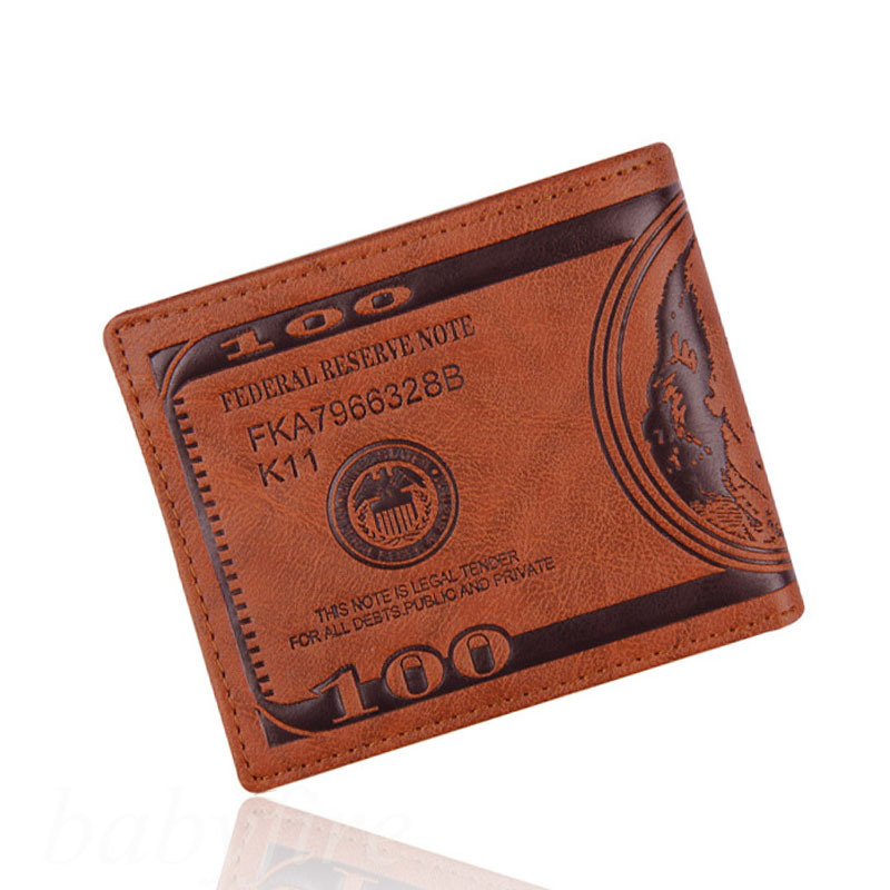 Mens Dollar Printed Leather Bifold Credit Card Holder Wallet Handbag Purse Bag