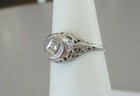 Art Deco 18K White Gold Diamond Filigree Engagement Ring Size 6.25 R20 — photo 3