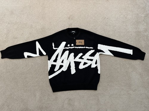 STUSSY HOLIDAY 2022 BLACK STOCK SWEATER SIZE S *BRAND NEW w/TAGS