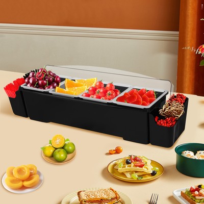 Ice Cooled Condiment Serving Container, Organizer for Restaurant Supplies, Fruit