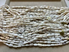 5 Strands 5x11mm White Mother of Pearl Shell MOP Gemstone Rectangle Tube Beads