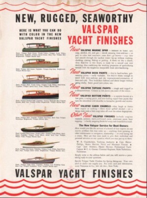1935 VALSPAR YACHT FINISH PAINT VARNISH MOTORBOAT VALENTINE NAUTICAL AD 8250