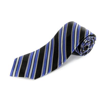 Cravatta In Seta Maglia Michelsons Of London - Skinny Stripe Nero Con Righe Gialle - 5