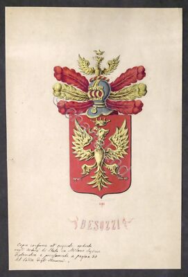 Family coat of arms - hand colored table - first half '900