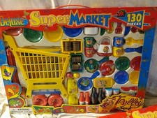 Kids Shopping Cart Pretend Play Supermarket with Groceries Toy 130 Pieces