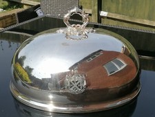 Spectacular Antique Large Silver Plated Crested Meat Dome / Cloche Downton Abbey