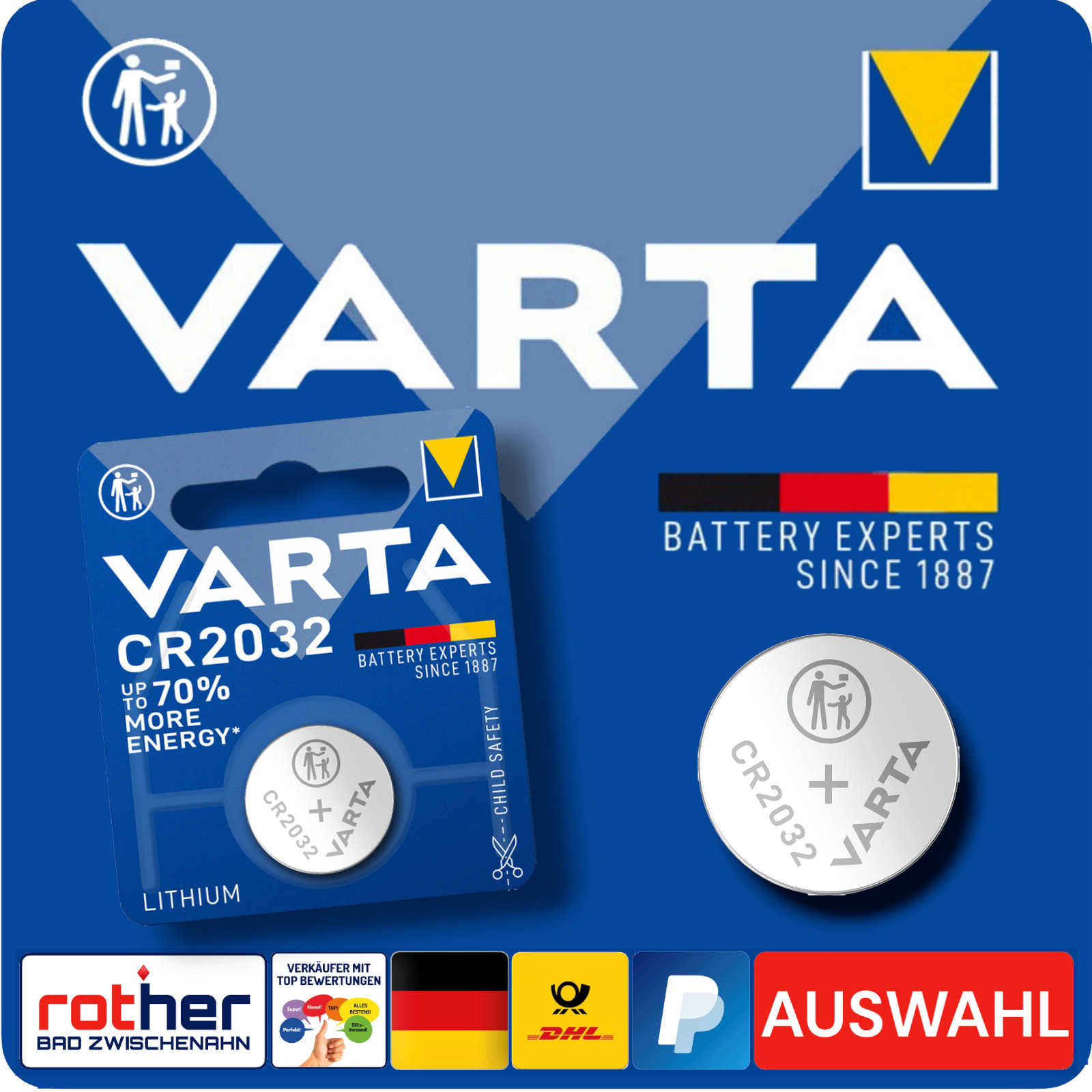 Thumbnail - Varta Batterien Cr2032 Dl2032 Br2032 Lithium Knopfzellen 3v Auswahl