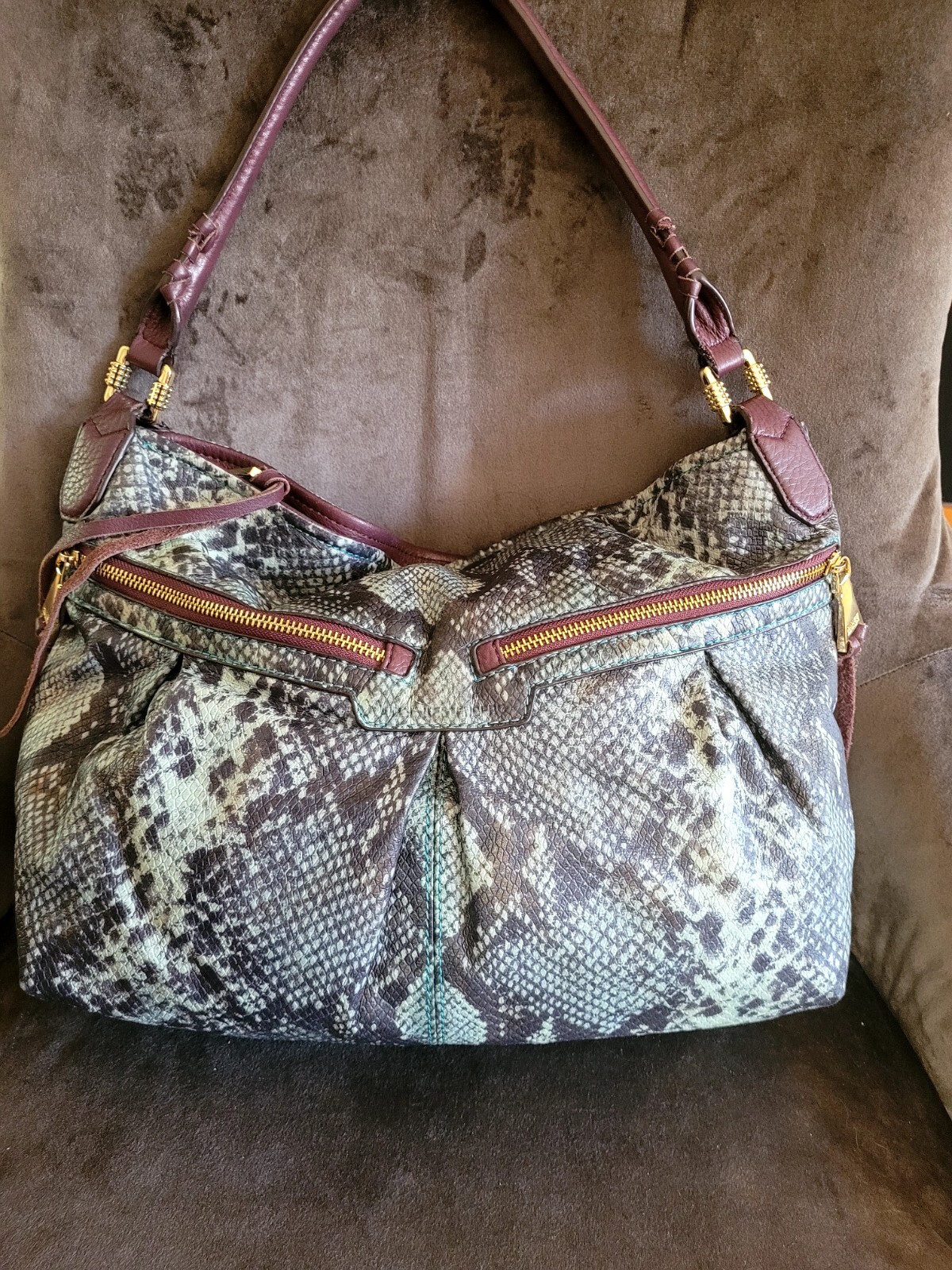 Aimee Kestenberg Python Snakeskin Leather Shoulde… - image 8