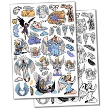 Angel Wings Feathers Cherubs Religious Temporary Tattoo Fake Body Art Set