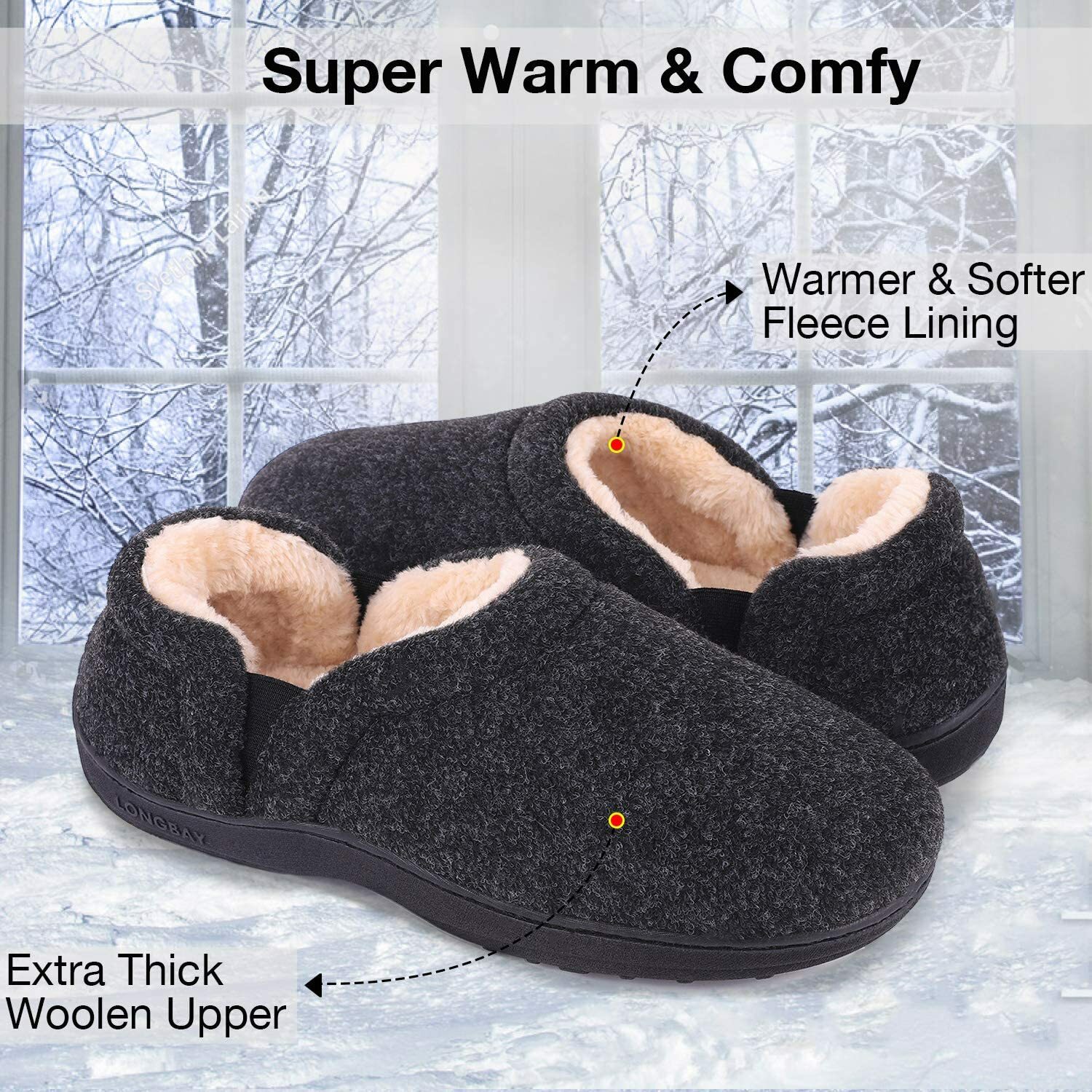 Memory Foam Slippers Comfy House Shoes 