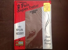 Vintage Kmart Mesh Nylons 2 Pr Seamless Stockings Hosiery Brown Mist Sz 10