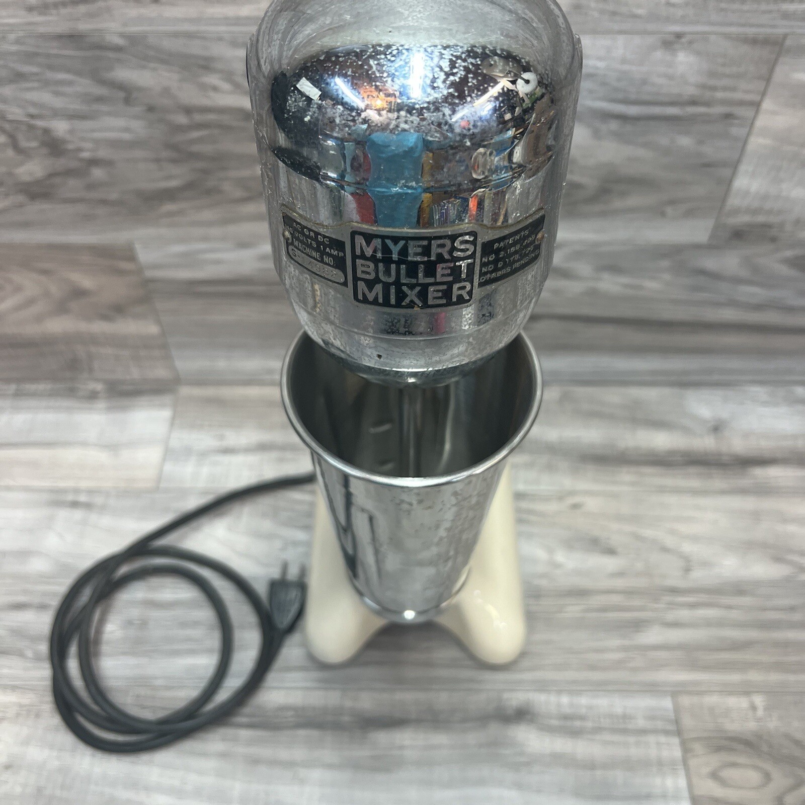 Vintage Diner 1950s White MYERS BULLET MIXER Stainless Steel Milkshake