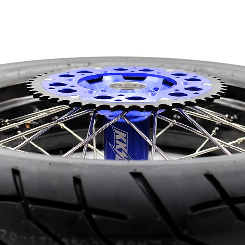 KKE 3.5/4.25 Supermoto Wheels Rim Set for Suzuki DRZ400 400E 400S Tires Blue - Picture 11 of 12