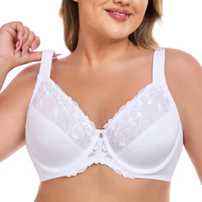 Plus Size Bra For Women's Minimizer Lace Underwire Full Coverage Bras 34-52 B-H - Image 1 of 4