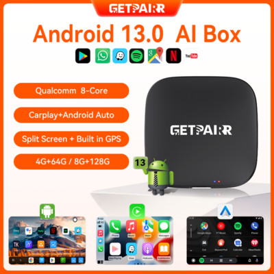 3in1 Android 13 AI Box Wireless CarPlay Android Auto Adapter 128G +Download App