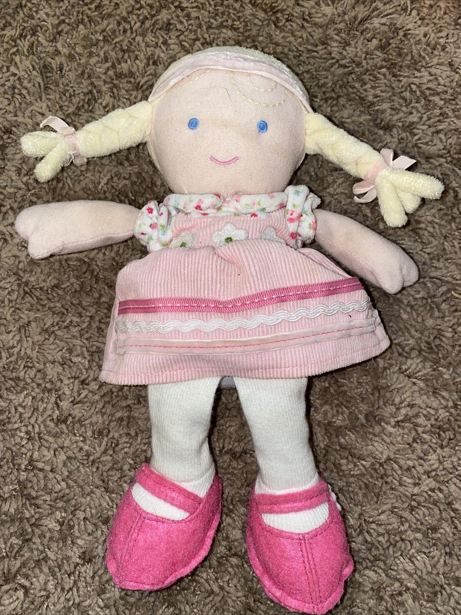 Carters Plush Baby Doll Pink Corduroy Dress Blond Pigtails Soft