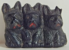 VTG 3 DOG FIGURINE SCOTTIES WESTIES TERRIERS CELLULOID OVER RESIN OCCUPIED JAPAN