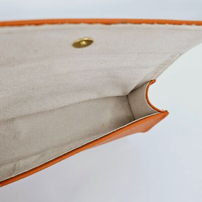 Tory Burch Glasses Case Orange Saffiano Leather Gold Metal  display picture 2