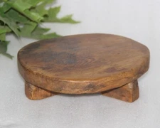 Antique Wooden Chapati Bread Rolling Plate Original Old Hand Carved 15761