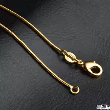 18K Yellow Gold Filled Classic Snake Chain Necklace 16/18/20/22/24/26/28-38 inch