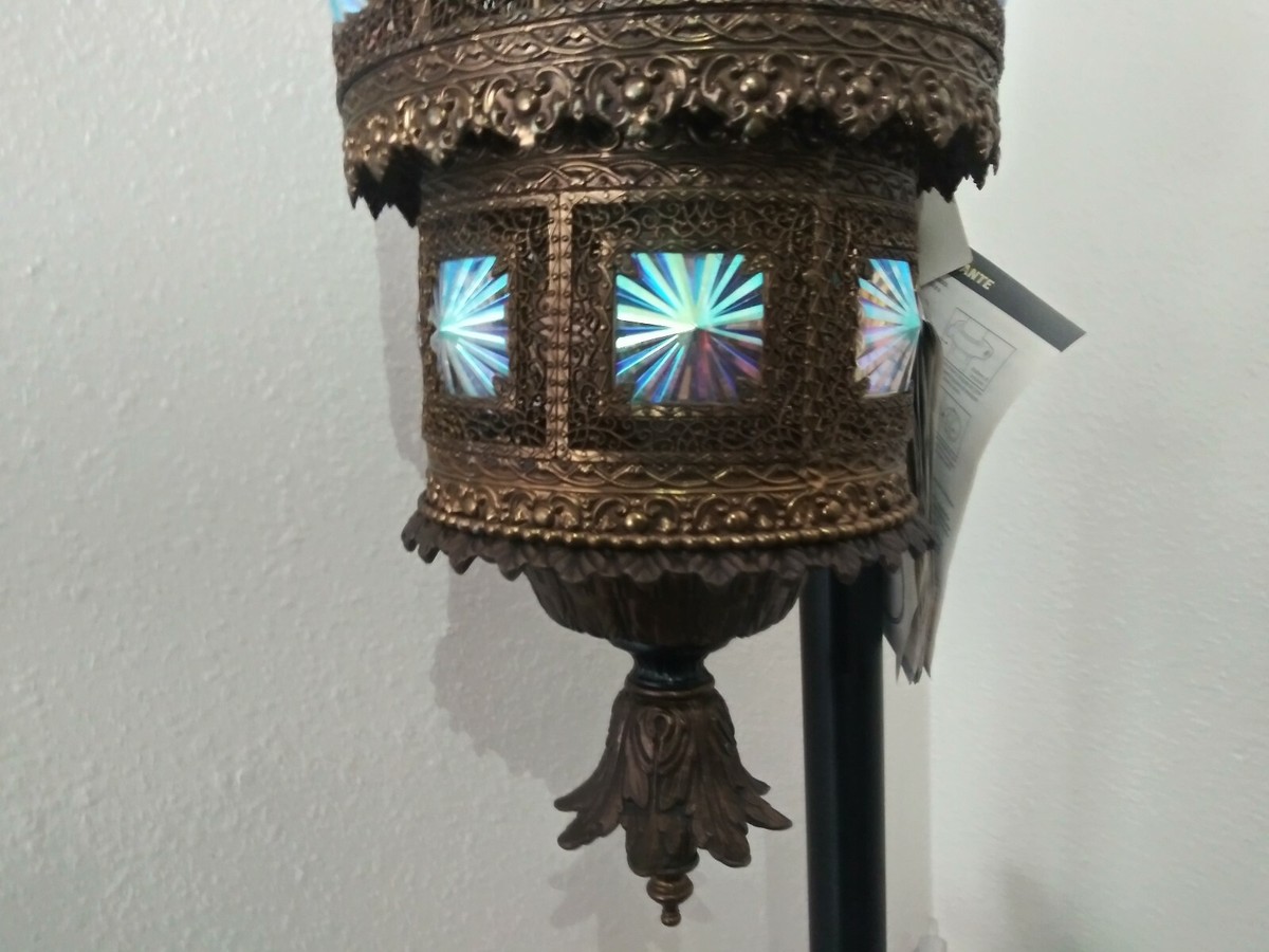 Hollywood Regency Hanging Lamp with Iridescent Glass vintage