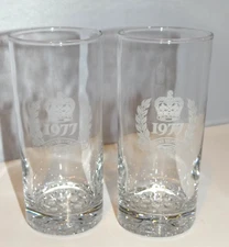 Vintage Queen's Silver Jubilee 1977 Queen Elizabeth Highball Glass 5.5” Set of 2