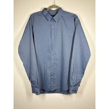 Theory Mens Zack PS Fairview Blue Gingham Check Cotton Button Down Shirt XL
