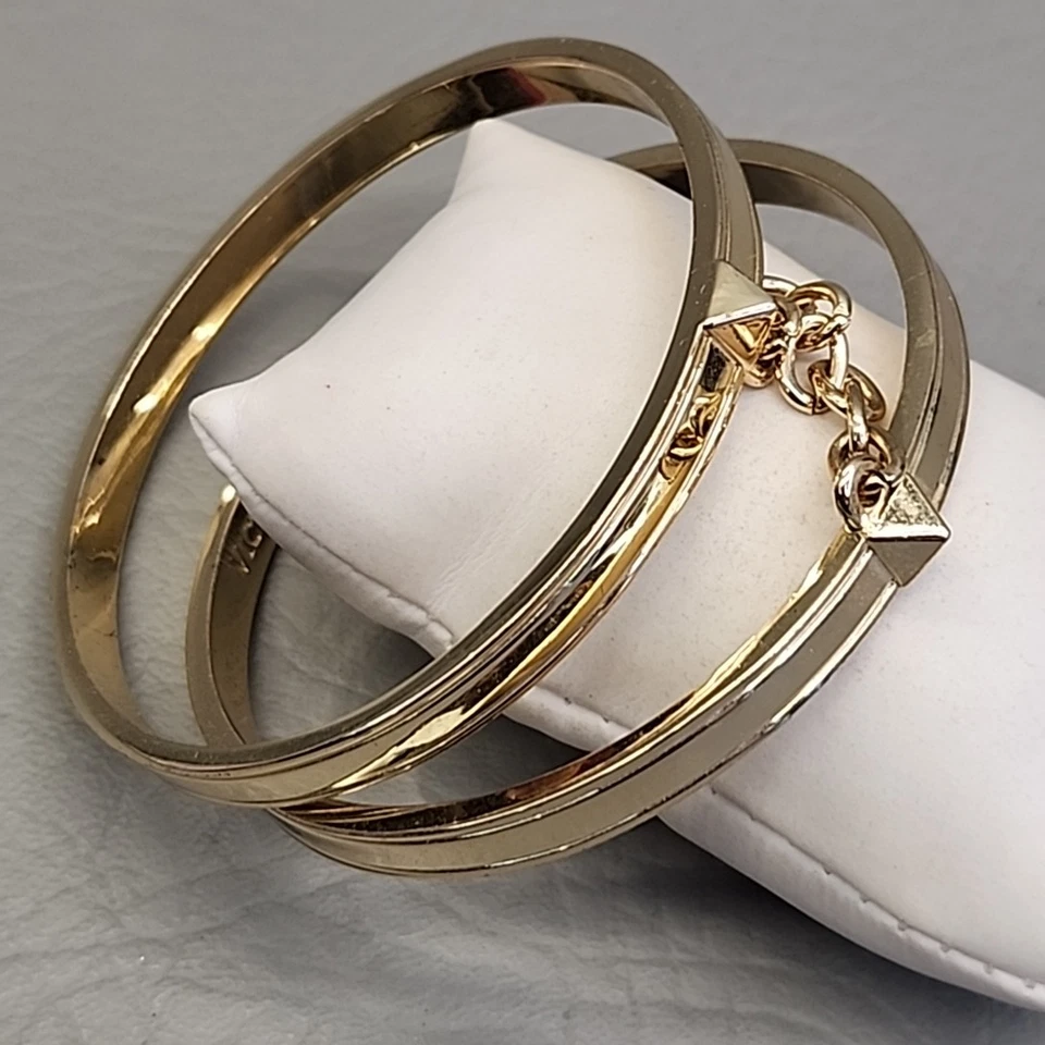 Victoria Secret Double Bangle Bracelet Handcuffs Gold Tone 7.75" - Image 4 of 4
