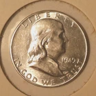 1949 Franklin United States Silver Half Dollar, Phila, lightly circulated